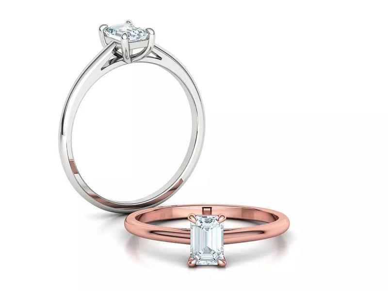 Classic Solitaire Ring 6x4 Emerald Cut Stone 3dmode