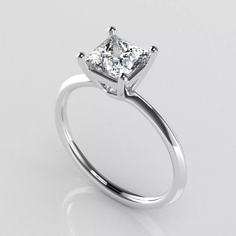 Classic Solitaire Ring - 5-5 mm Princess cut - 100 ct points