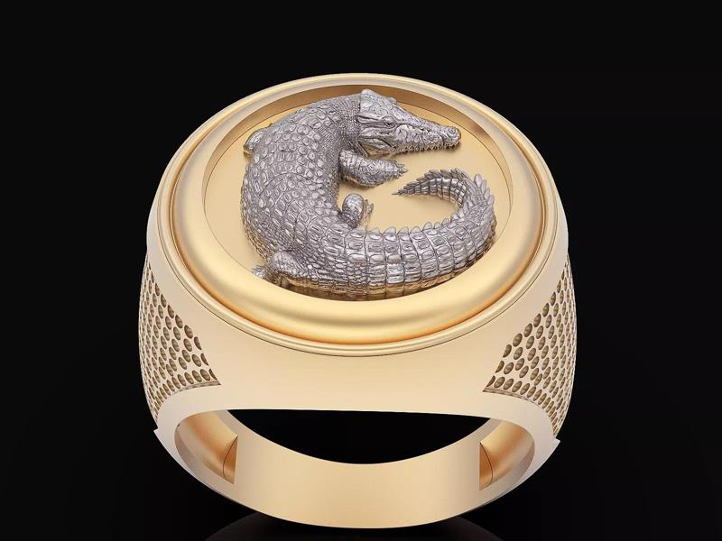 Crocodile man ring  gold silver  jewelry printable 3D model