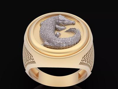 Crocodile man ring  gold silver  jewelry printable 3D model
