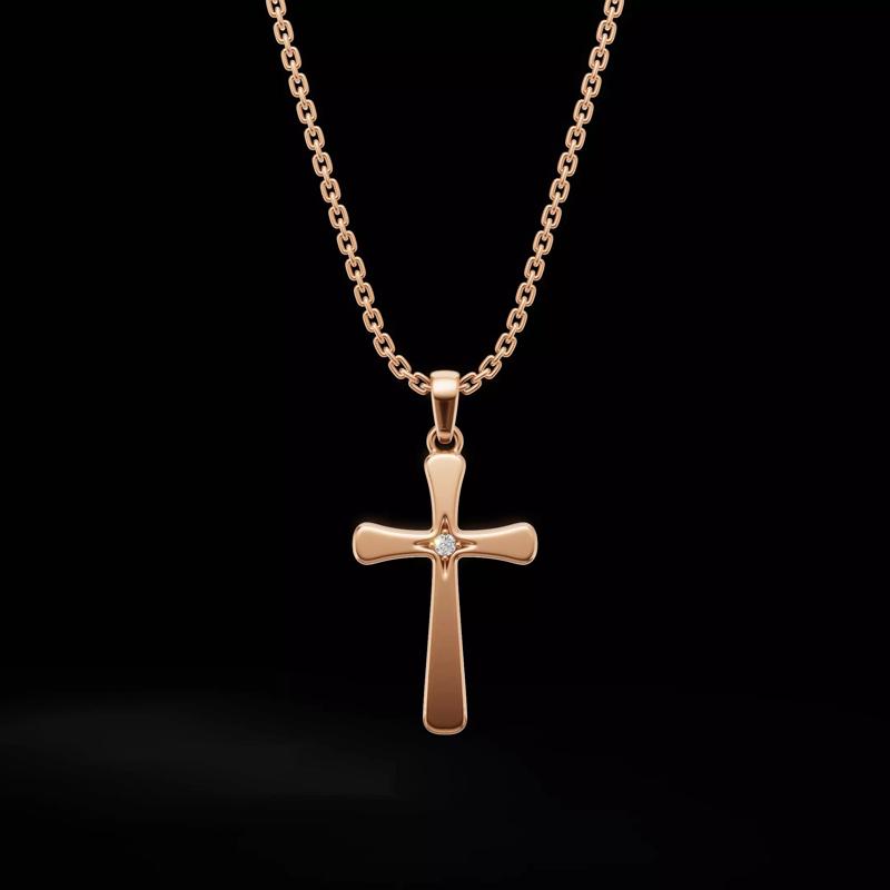 Cross Pendant with Center Stone  3D Jewelry Model