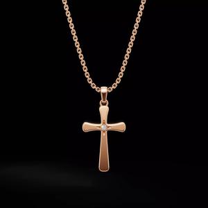 Cross Pendant with Center Stone  3D Jewelry Model