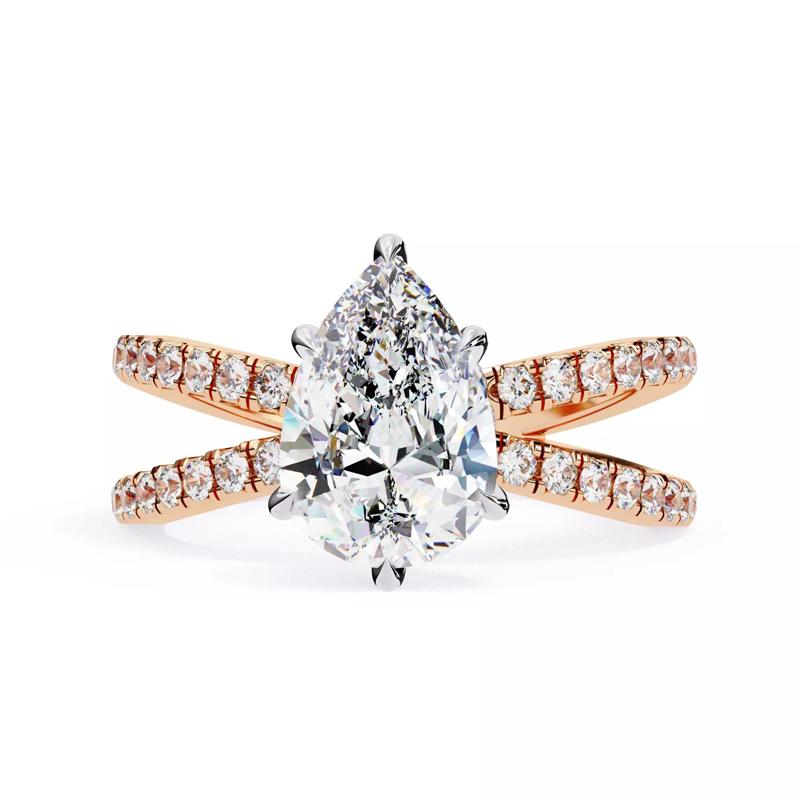 Cross Band pear diamond ring eternity ring set