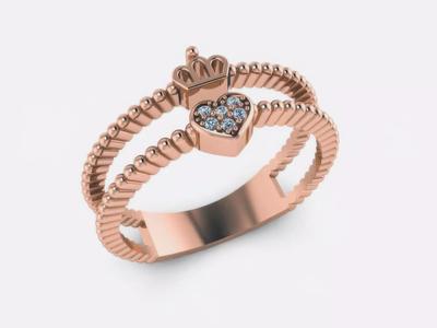 Crown Heart Diamond Ring