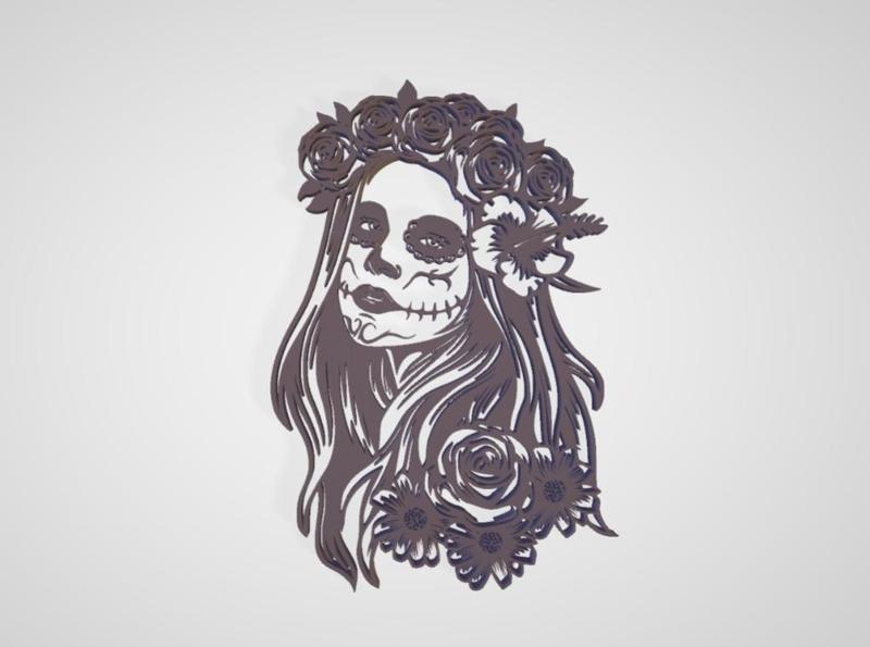 Sugar Women Skull 3d wall art