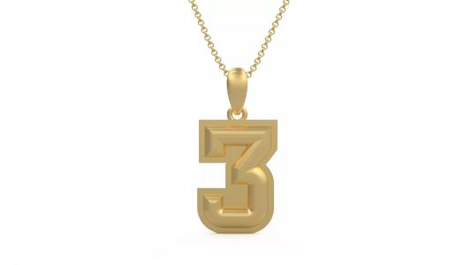 Model 1153 Number 3 Necklace Curved With Border