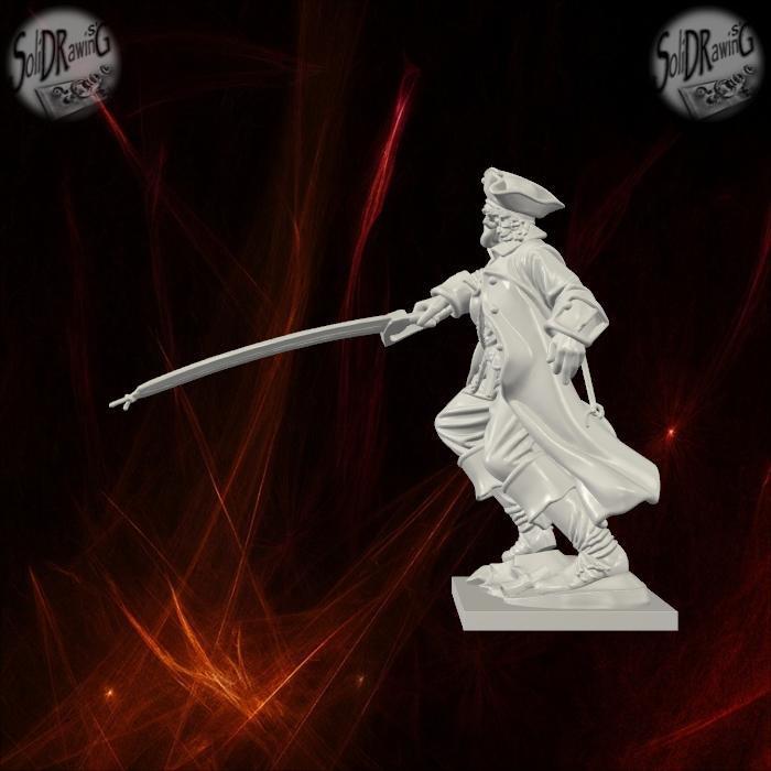 Pirate Captain with Raised Blade – SoliDRawinGs SG832