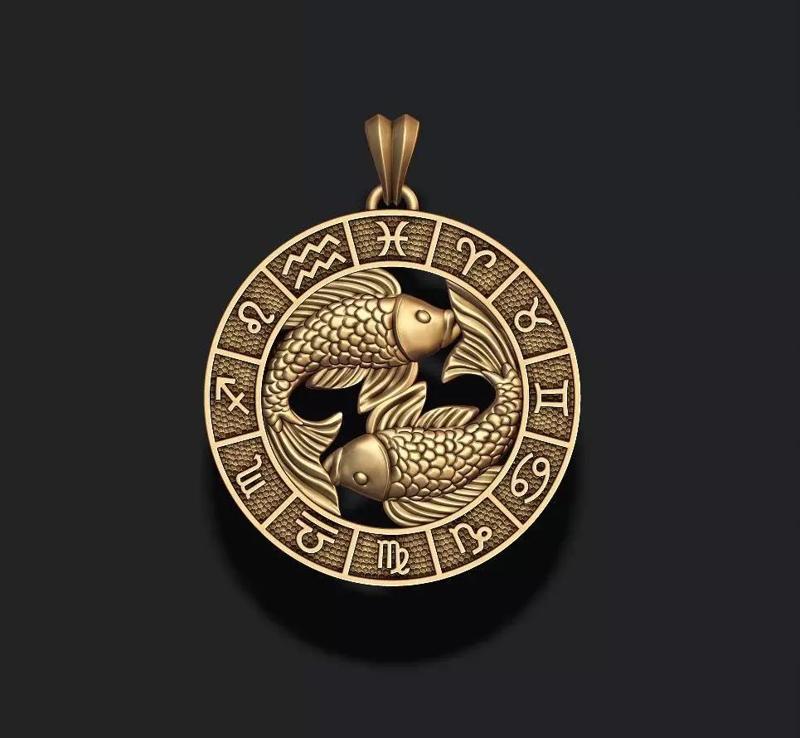 zodiac pisces fish lite pendant