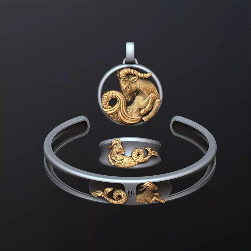 Zodiac Horoscope Capricorn ring pendant bracelet collection