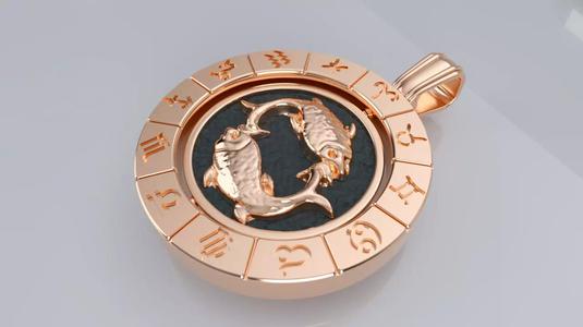 Zodiac Sign Pendants - Double Sided Spinning Center - Pisces