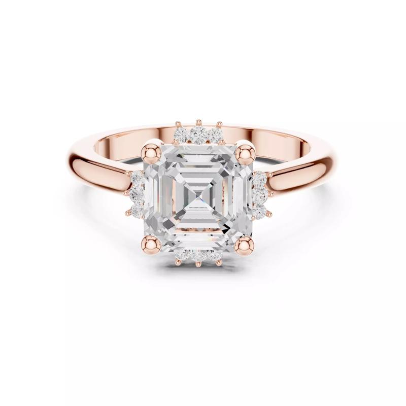 2CT Asscher Cut Diamond Engagement Wedding Ring 3DM STL Video