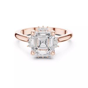 2CT Asscher Cut Diamond Engagement Wedding Ring 3DM STL Video
