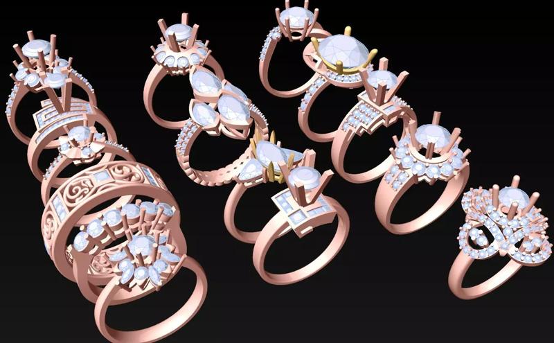 15  Womens Ring - Collection 3d Ring Jewellery Models bulk- AW16