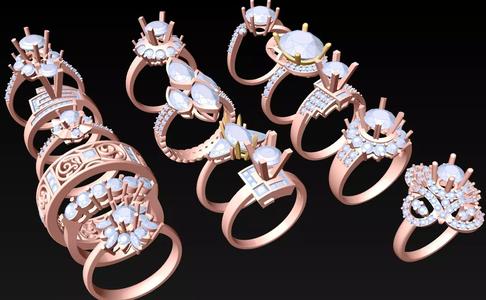 15  Womens Ring - Collection 3d Ring Jewellery Models bulk- AW16