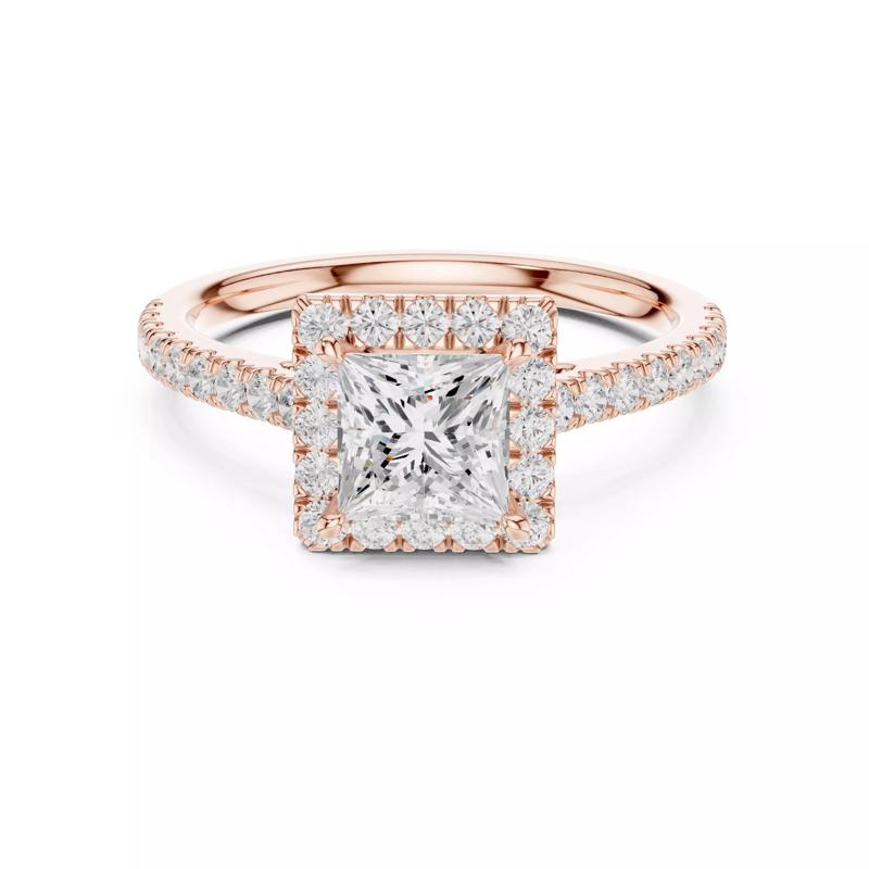 1CT Princess Cut Halo Diamond Engagement Ring 3DM STL Video