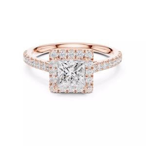 1CT Princess Cut Halo Diamond Engagement Ring 3DM STL Video