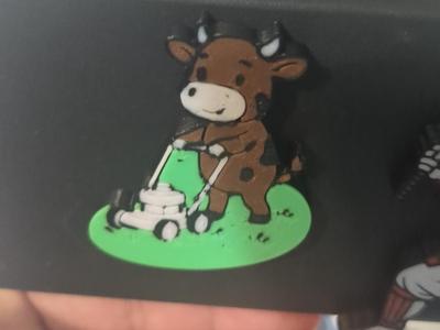 Cow Mowing Lawn Magnet