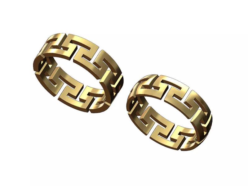 2 style bling chunky greek key band US sizes 5to13