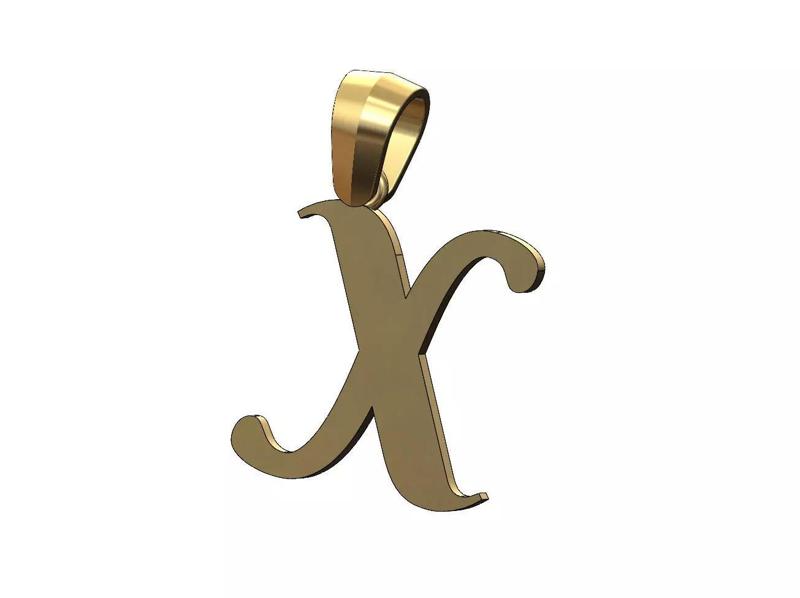 X letter initial berkshire swash font pendant charm bail