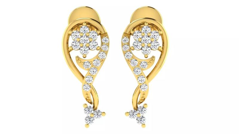 Solitaire Women Earring 3dm STL OBJ FBX Renders Details