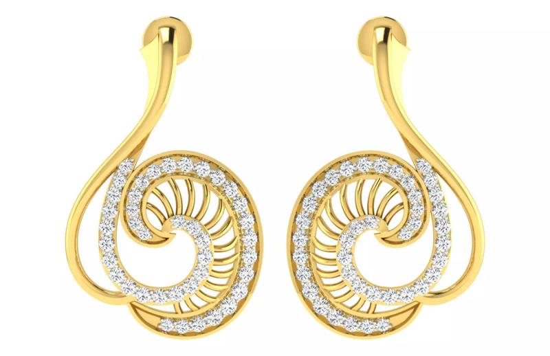 Solitaire Women Drop Earring 3dm STL ONJ FBX Render Details