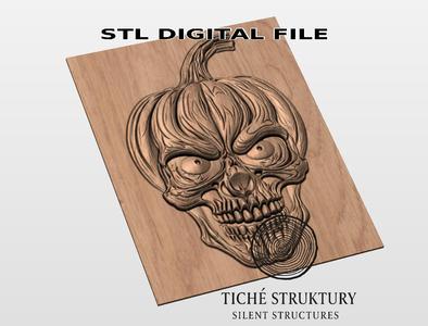 Pumpkin Skull Hybrid – Halloween Horror Relief – 3D STL Model