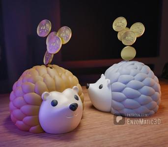 hedgehog piggy bank, money box - 3MF, STL - Multiparts - Print in place, No Support