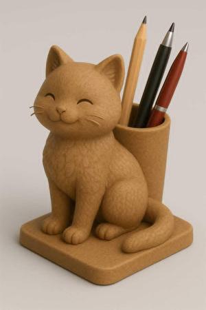 3D Cute Cat Pen Holder – Desk Organizer STL