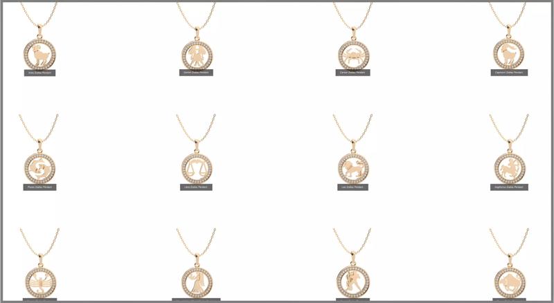 12 Zodiac Astro Horoscope Pendant Necklace  3D Model Collection