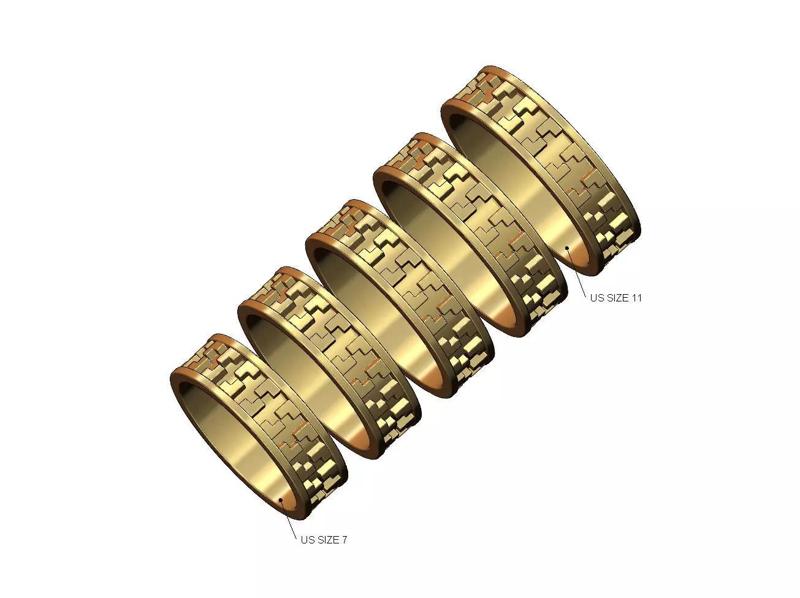 Notched pattern fashion band ring US sizes 7to11