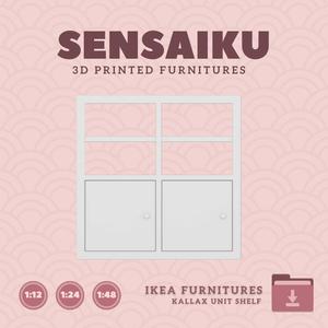 Miniature Replica KALLAX Shelf Unit V9 with 2 Doors and Shelf Insert for Miniature Dollhouse - IKEA (1:12,24,48) - 3D Print Instant Download