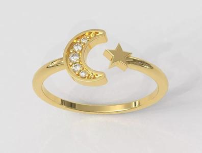 Moon and Star Ring