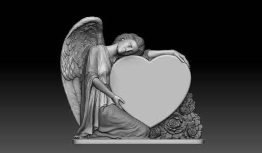 Angel with Heart Relief for CNC and 3D Printing