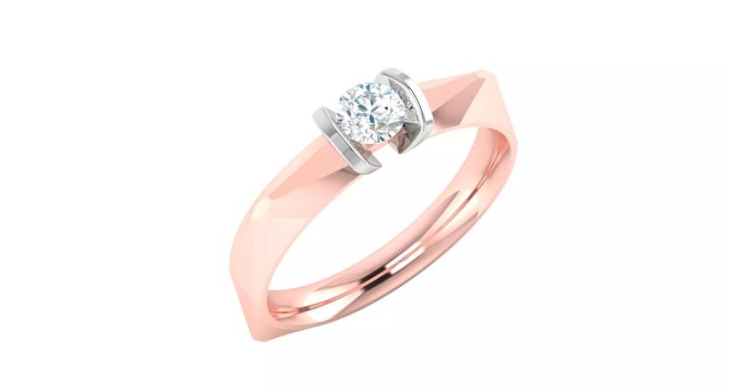 Modern Geometric Rose Gold Diamond Ring
