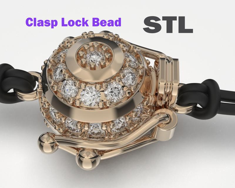 Jewelry CLASP Lock bead 10mm diameter STL ready for Print