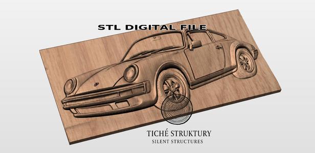 Porsche 911 – Classic Sports Car Bas Relief – 3D STL Model