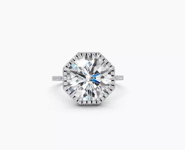 N R05  Art Deco Solitaire Round Diamond Engagement Ring