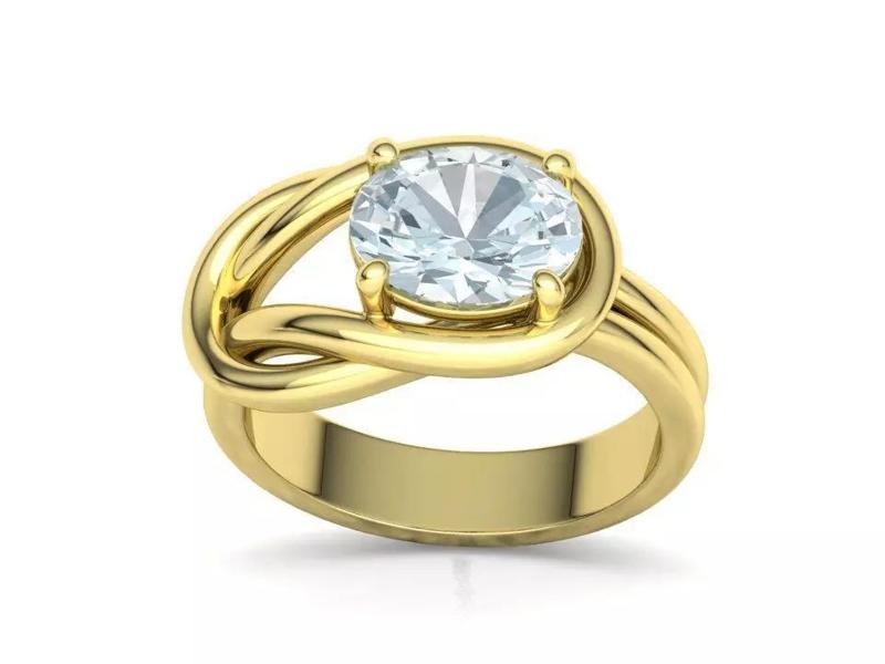 Oval Engagement ring 9x7 gem Solitaire Loop Ring