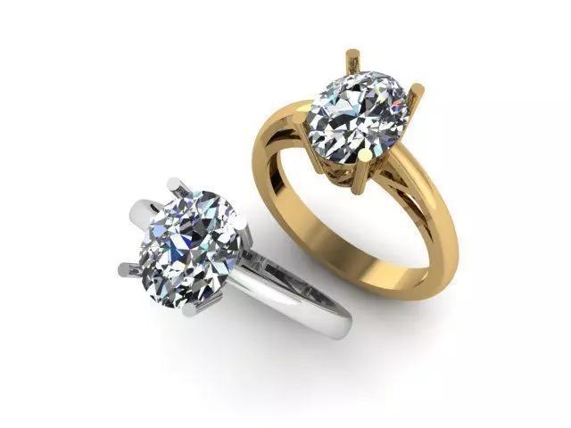 Set of 11 Oval  Mono Solitaire Ring 3dm  renders details