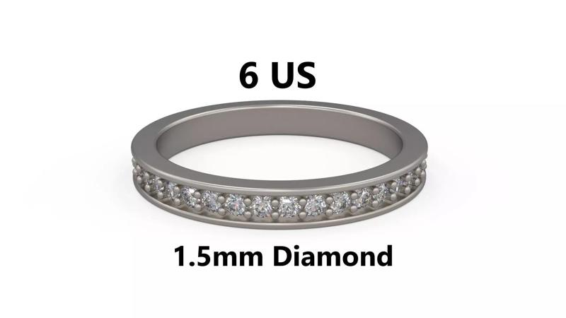 Model 1224 Eternity Band Ring 6 US Size 1point5mm Diamond