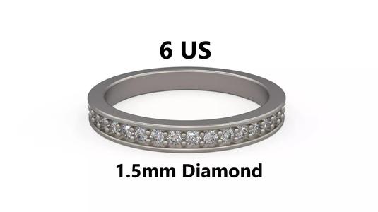 Model 1224 Eternity Band Ring 6 US Size 1point5mm Diamond