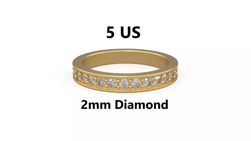 Model 1210 Eternity Diamond Band Ring 5 US Size 2mm Diamond
