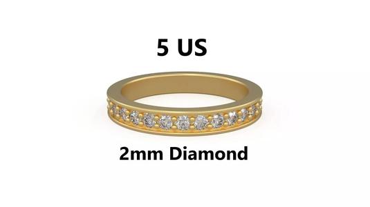 Model 1210 Eternity Diamond Band Ring 5 US Size 2mm Diamond