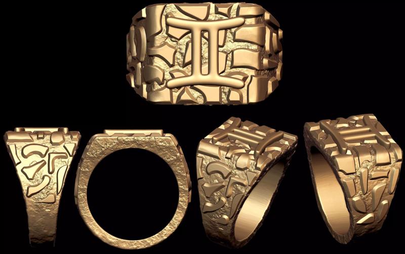 Gemini Horoscope Zodiac Nugget Ring