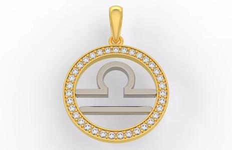 Libra zodiac pendant with diamonds