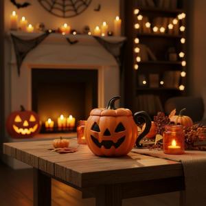 Halloween Pumpkin Mug STL | Decorative Cup with Lid (Jack O'Lantern)