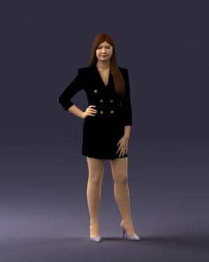 000278 Female Model in Black Business Dress 0708