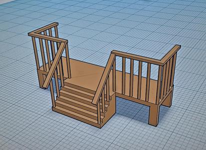 HO Scale Mobile Home Deck with Stairs