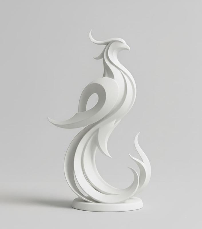 phoenix sculpture minimalist and stylized