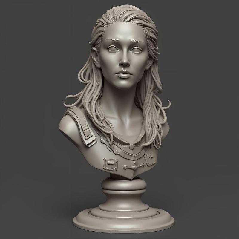 100mm Fantasy Elf Bust: High-Detail 3D Print